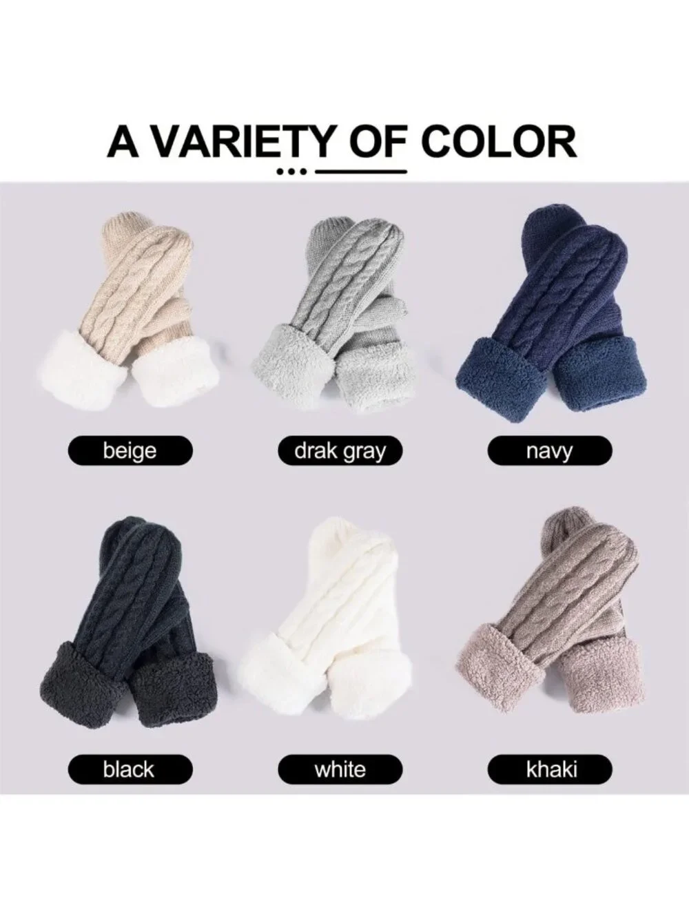 Cozy Wool Knit Winter Gloves for Women - Warm Lining Thick Mittens for Cold